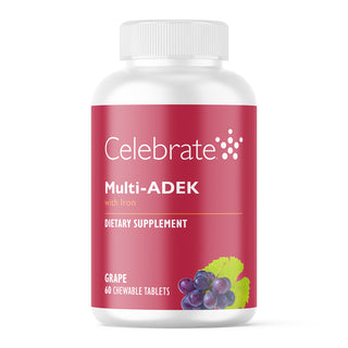 Multi-ADEK vitamīns ar 60 mg dzelzs, košļājamā veidā, vīnogas