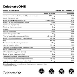 CelebrateONE Multivitamīns vienreiz dienā bez dzelzs, kapsulas