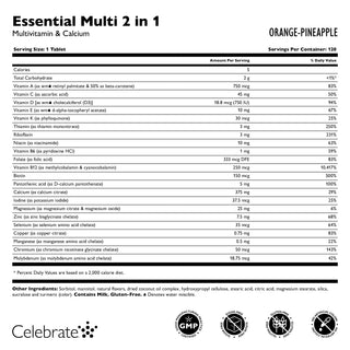 Essential Multi 2 in 1 multivitamīns ar kalciju, košļājams