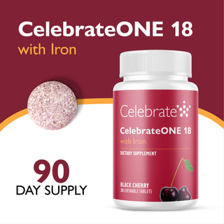 CelebrateONE 18 Multivitamīns ar dzelzi, košļājams, vienu reizi dienā