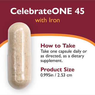 CelebrateONE 45 Multivitamīns ar dzelzi vienreiz dienā, kapsulas