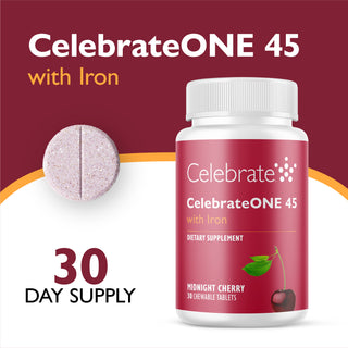 CelebrateONE 45 Multivitamīns ar dzelzi, košļājams, vienu reizi dienā