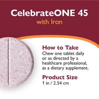 CelebrateONE 45 Multivitamīns ar dzelzi, košļājams, vienu reizi dienā