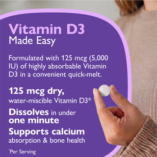 D3 vitamīns 125mcg (5 000 SV), ātri kūstošs, apelsīnu krāsā