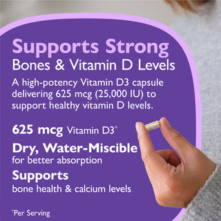 D3 vitamīns 625mcg (25.000 SV), kapsulas