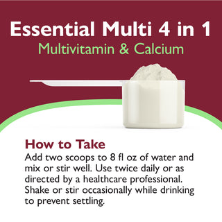 Essential Multi 4 in 1 multivitamīns ar kalciju un olbaltumvielām, pulveris