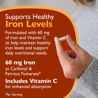 Dzelzs 60 mg + C vitamīns, kapsulas