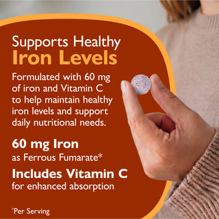 Dzelzs 60 mg + C vitamīns, košļājamā veidā, ogas
