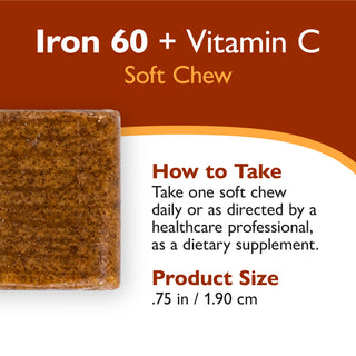 Dzelzs 60 mg + C vitamīns, mīkstās košļājamās tabletes, Twisted Citrus
