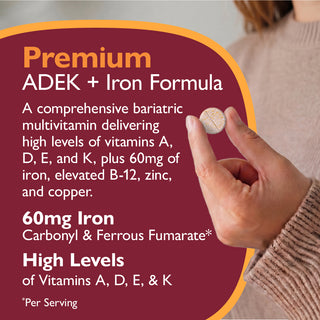 Multi-ADEK vitamīns ar 60 mg dzelzs, košļājamā veidā, vīnogas