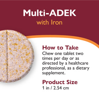 Multi-ADEK vitamīns ar 60 mg dzelzs, košļājamā veidā, vīnogas