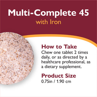 Multi-Complete 45 Bariatric Multivitamīns ar dzelzi, košļājams