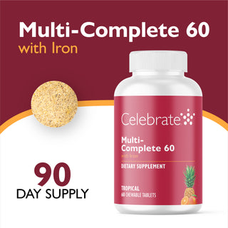 Multi-Complete 60 Bariatric Multivitamīns ar dzelzi, košļājams, tropisks